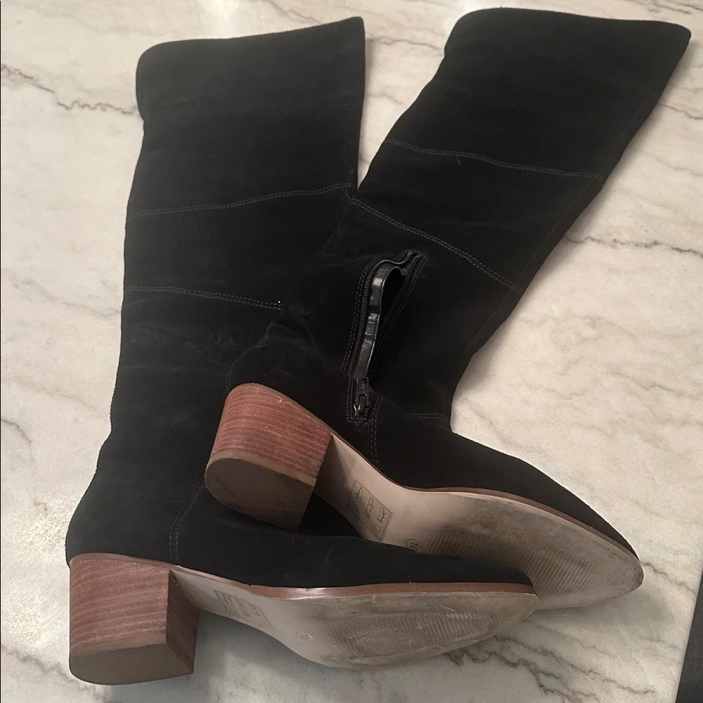 Sole Society Over the Knee Black Suede Knee-High Boots - Picture 1 of 7